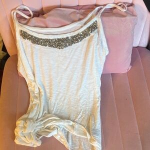 INC International Concepts White Top with Gray Logo